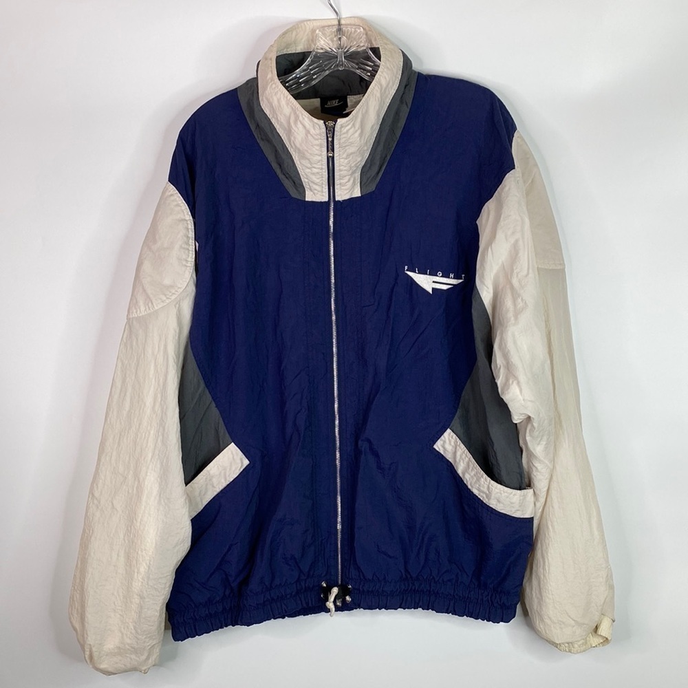 Vintage Nike Flight Windbreaker Track Jacket Size Large Blue White